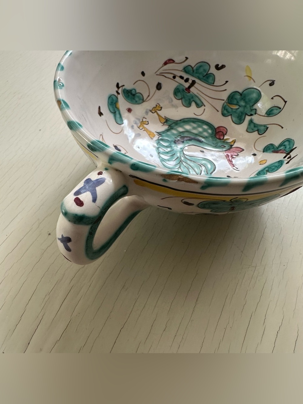 VTG Mid-Century Deruta Italian Majolica Ceramic Cups- Gallo Verde Pattern - Picture 5 of 11